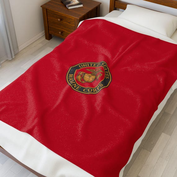 Velveteen Plush Blanket, My Marine color is red to show the world the blood we shed. No shit Fleece Throw, Warm Bed Cover