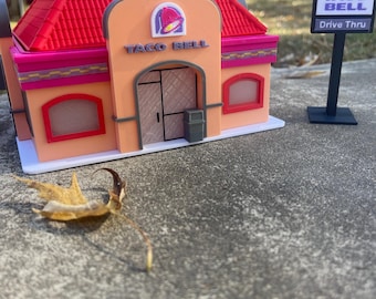 Restaurante Taco Bell a escala 1/64 en miniatura impreso en 3D.