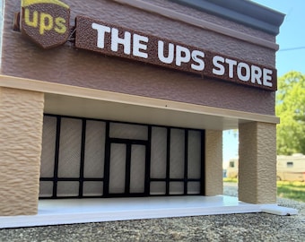 Diorama de The UPS Store a escala 1/64, edificio impreso en 3D