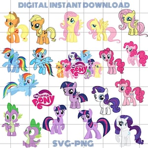 Little Pony Svg Bundle, My Little Pony Png, Rainbow Pony Digital File, Unicorn Pony Clipart, Svg For Cricut