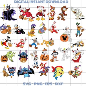 Mouse Friends Halloween Svg Bundle, Horror Goofy Layered Png, Disney Pumpkin Digital File, Pluto Trick Or Treat Clipart, Svg For Cricut