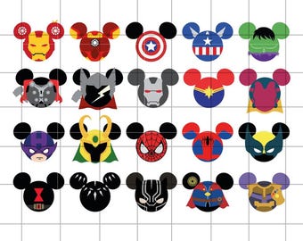 Super héros oreille Svg, tête de Hulk Svg, Png oreille de souris Spiderman, mignon Aven gers Clipart, couper fichier pour Cricut