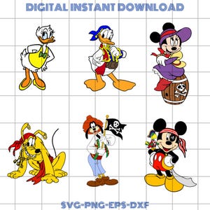 Mouse And Friends Pirates Svg Bundle, Minnie Pirate Png, Caribbean Cricut