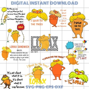 Lorax Svg Bundle, Dr Seuss Png, Seuss And Lorax Digital File, Dr. Seuss Day Clipart, Svg For Cricut