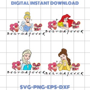 Princess Best Day Ever Svg Bundle, Princess Ariel Png, Princess Cinderella Clipart, Disney Princess Digital File, Svg For Cricut