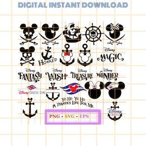 Cruise SVG Bundle ,Mickey Cruise PNG Bundle, Mouse Cruise Ship Names Logo Bundle, Treasure Fantasy Dream Wish Wonder Magic, Svg For Cricut