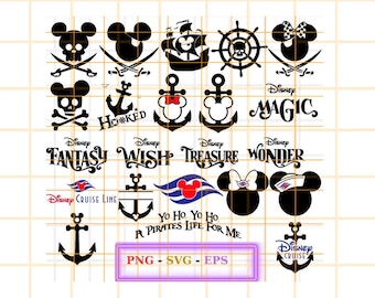 Kreuzfahrt SVG-Bundle, Mickey Cruise PNG-Bundle, Maus Kreuzfahrt Schiffsnamen Logo Bundle, Schatz Fantasy Traum Wunsch Wunder Magie, svg für Cricut