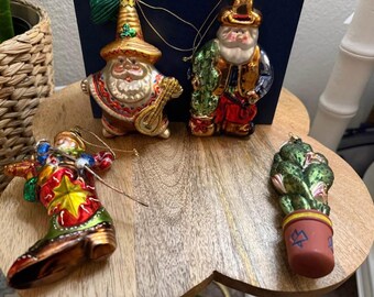 Boxed 1983 Vintage Inge-glas Blue Glass Bell Christmas Ornaments