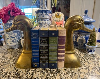 Sujetalibros vintage de latón con forma de cabeza de pato / Decoración de biblioteca Grandmillennial