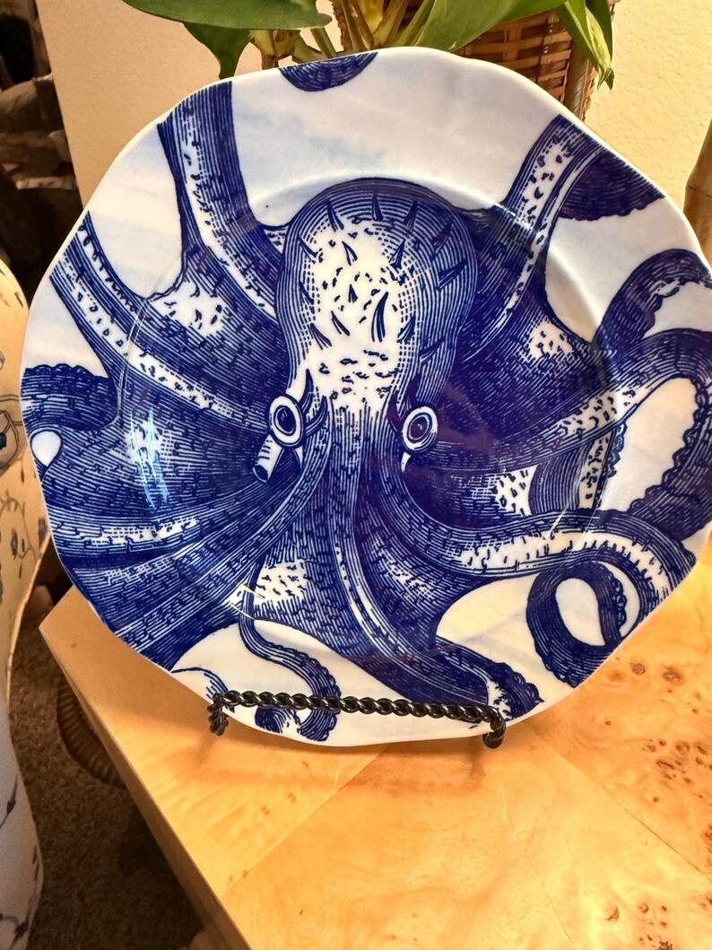 Anthropologie Octopus Salad Plate | Coastal Nautical Beach House Dinnerware image 2