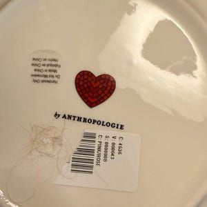 Anthropologie Bisous Plate | French Rose Heart Dessert Tableware image 7