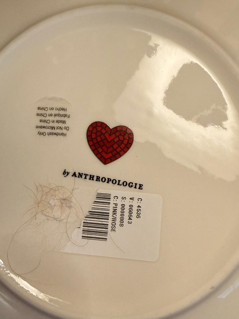Anthropologie Bisous Plate | French Rose Heart Dessert Tableware image 7