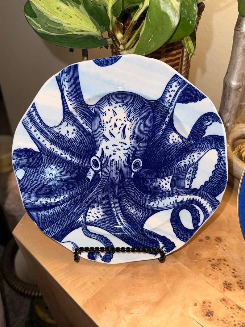 Anthropologie Octopus Salad Plate | Coastal Nautical Beach House Dinnerware image 3