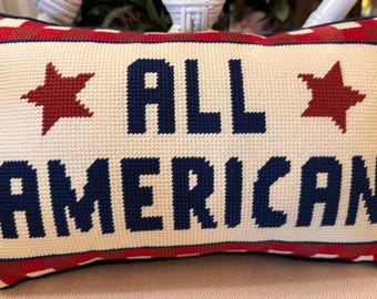 Cojín estilo americano / Cojín patriótico de punto de aguja, cojín decorativo estilo americano