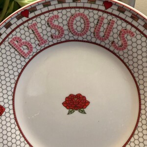 Anthropologie Bisous Plate | French Rose Heart Dessert Tableware image 2