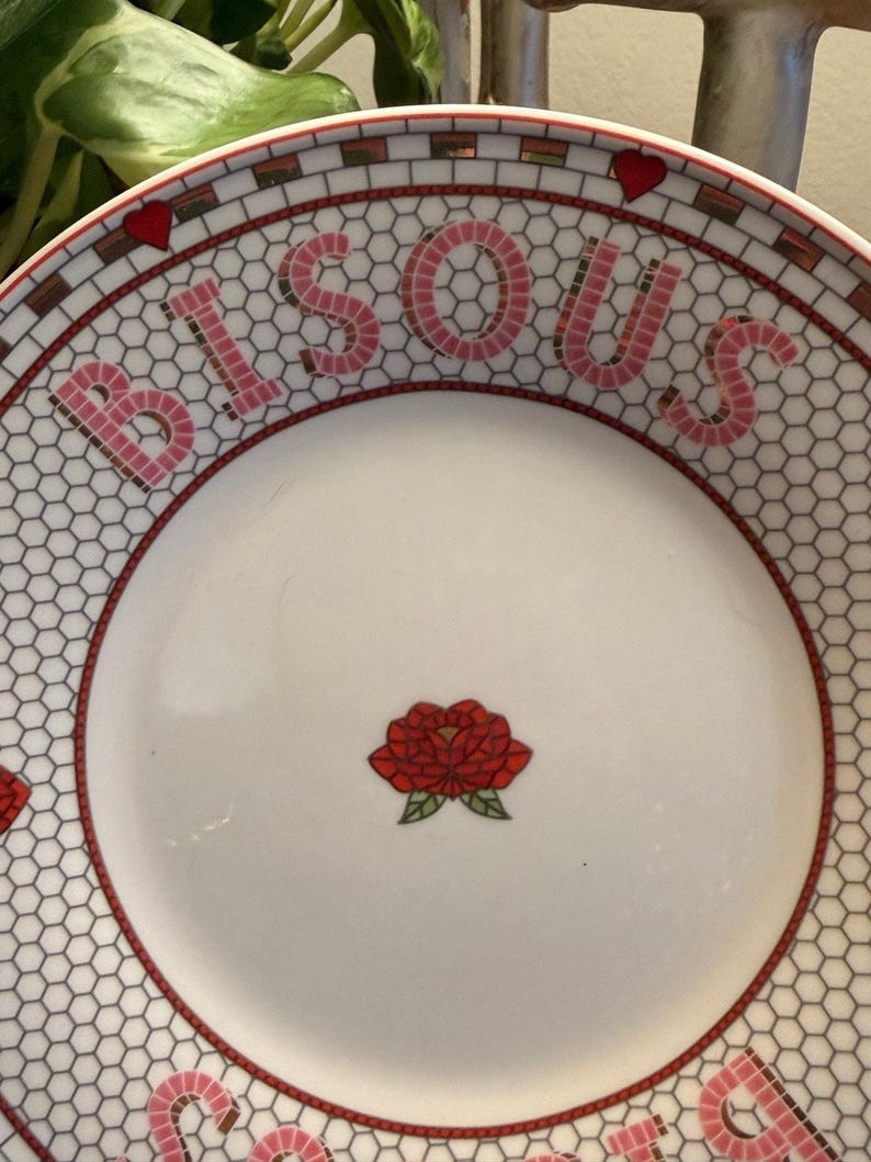 Anthropologie Bisous Plate | French Rose Heart Dessert Tableware image 2