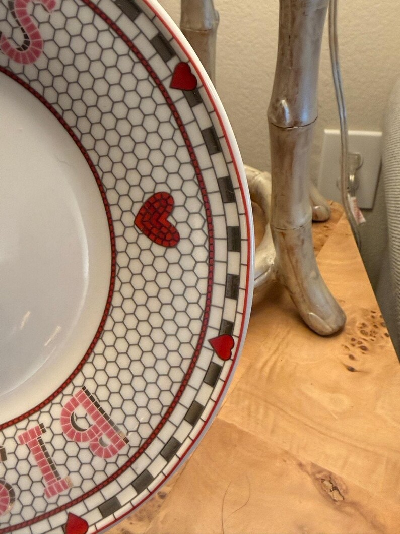 Anthropologie Bisous Plate | French Rose Heart Dessert Tableware image 6