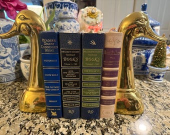 Sujetalibros vintage de latón con forma de cabeza de pato / Decoración de biblioteca Grandmillennial