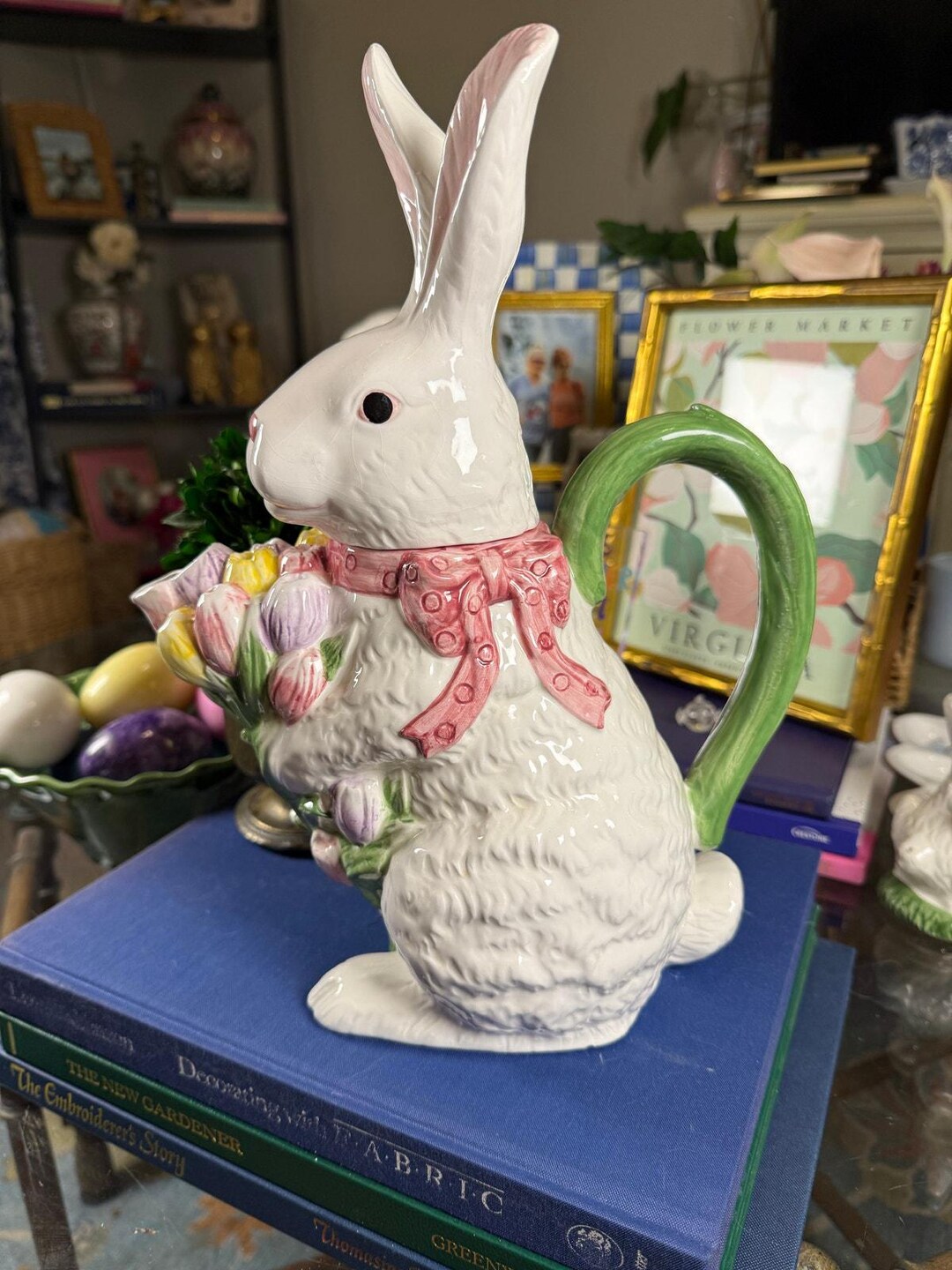 Rabbit Shaped Pitcher | Ceramic Bunny Floral Pitcher | Grandmillennial ...
