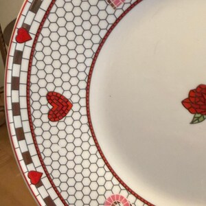 Anthropologie Bisous Plate | French Rose Heart Dessert Tableware image 3