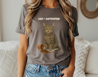 Funny Cat T-Shirt, Catastrophe Cat Design Tee, Retro Cute Cat Tee, Meme Tee, Vintage Cat Shirt, Pet Lover Tee, Gift for Cat Owners