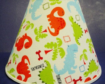 Dinosaurs on White Lamp Shade Dinosaur