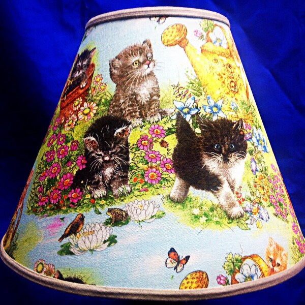 Cat in Garden Lamp Shade