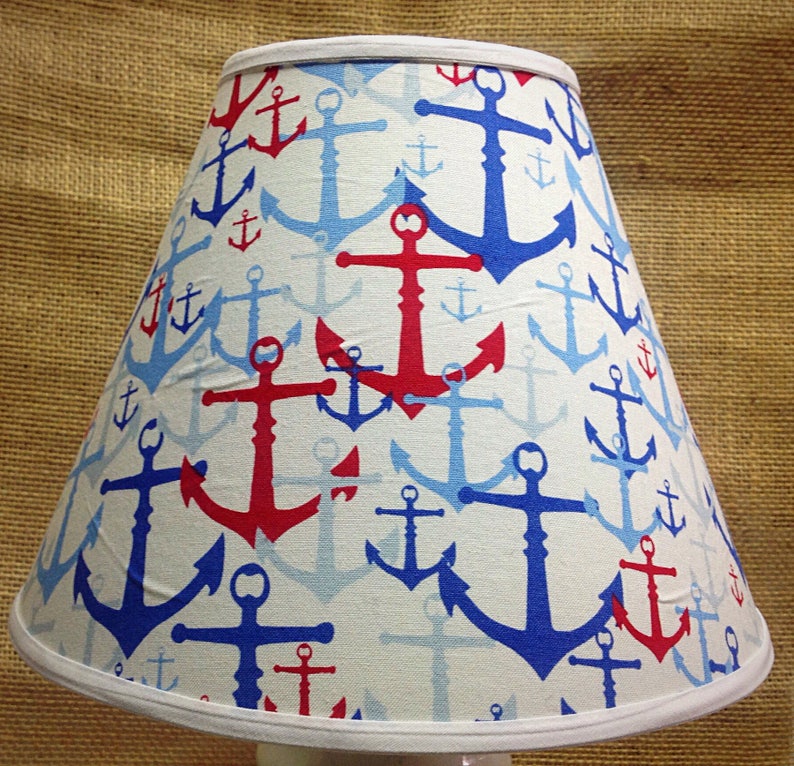 Red and Blue Anchors on White Lamp Shade - Etsy