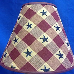 Berry Check Homespun with Navy Stars Lamp Shade