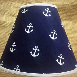 White Anchors on Navy Lamp Shade