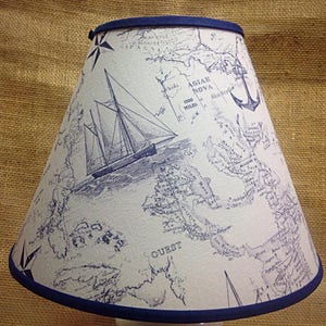 Tall Ships Anchors Map Lamp Shade