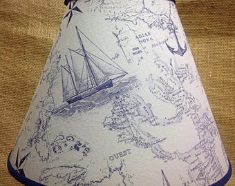 Tall Ships Anchors Map Lamp Shade