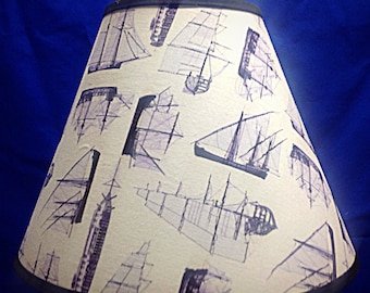 Tall Ships on White Lamp Shade