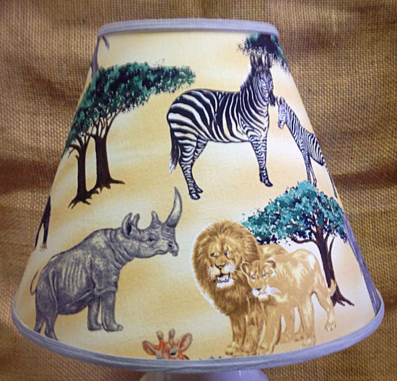 African Animals on Light Brown Lamp Shade