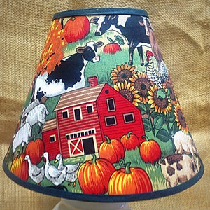 Farm Barn Cow Pig Rooster Sunflower Pumpkin Lamp Shade