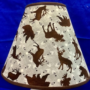 Deer Bear Shapes on Gray Lamp Shade
