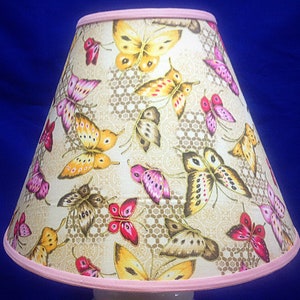 Pink and Yellow Butterfly Lamp Shade