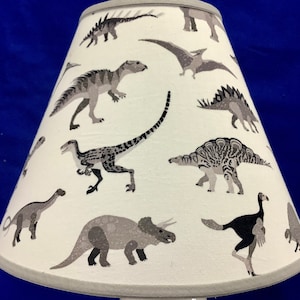 Gray Dinosaur on White Lamp Shade