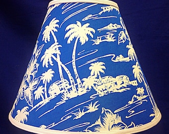 Palm Tree on Blue Lamp Shade