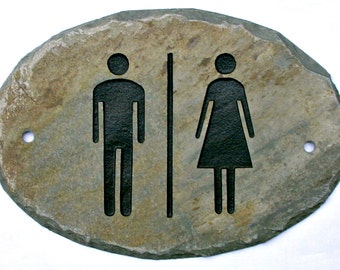 SLATE Unisex Restroom Bathroom Sign / Stone / Handicap Door / Women Men / #Combo