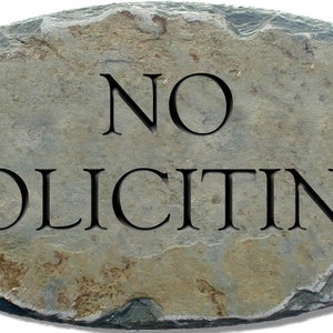 NO SOLICITING Sign / Carved Lettering Stone / Slate / Plaque / Fence / Private #NoSol