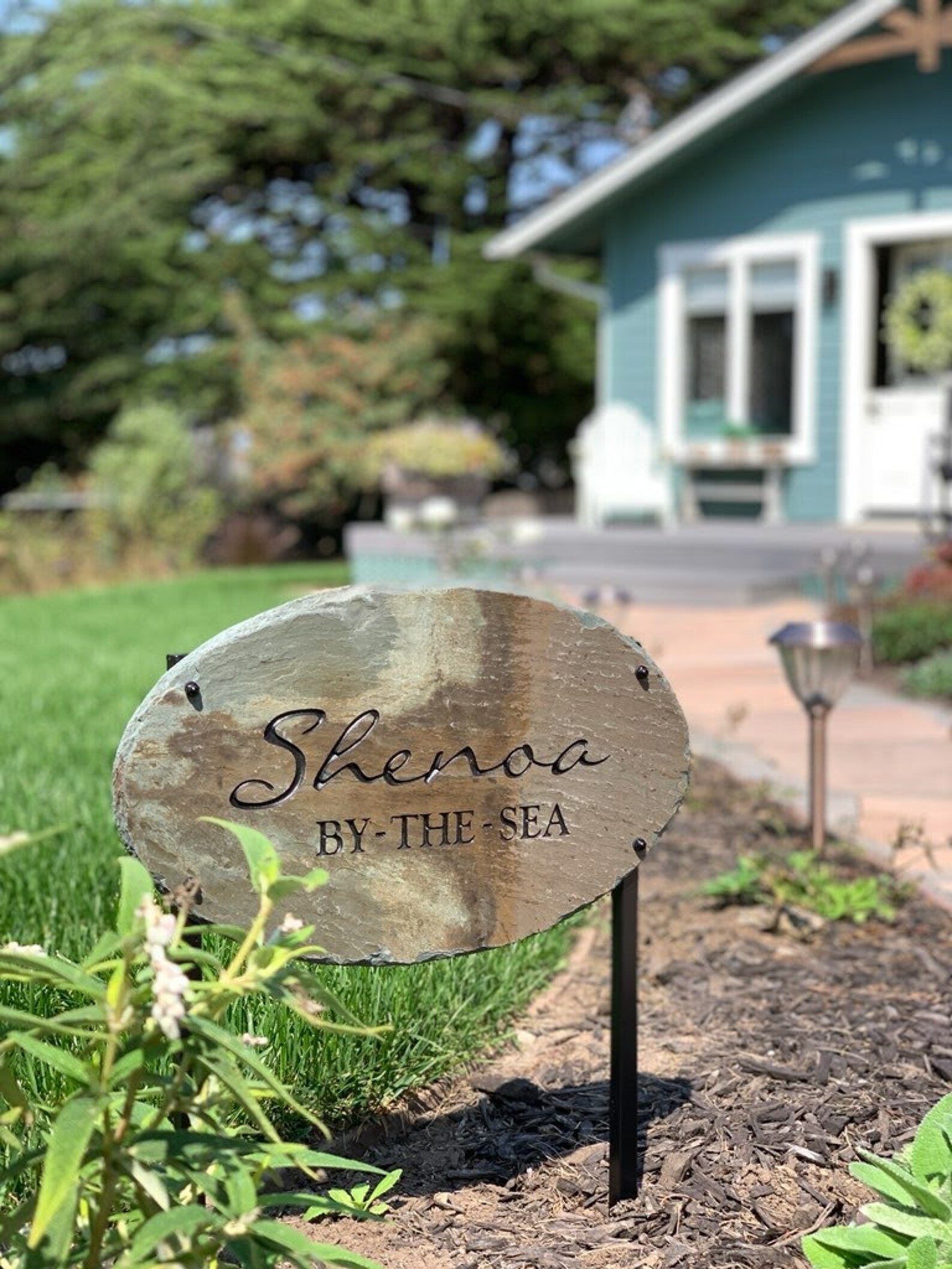 Stone Address Marker Plaque/ Lawn Stake / CARVED Arched Slate Etsy