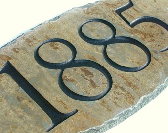 ADDRESS SIGN (Carved Stone) House number / marker  plaque / Slate / Mailbox #E-1c