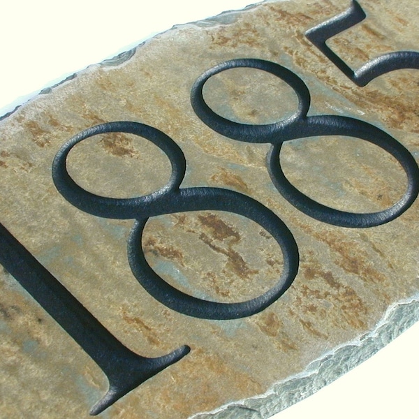 ADDRESS SIGN (Carved Stone) House number / marker  plaque / Slate / Mailbox #E-1c