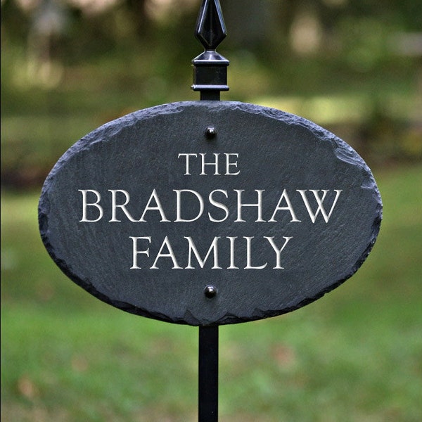 HOUSE NAME PLAQUE w/ Lawn Stake / Carved Slate/ Stone Marker /Custom Sign / Cottage