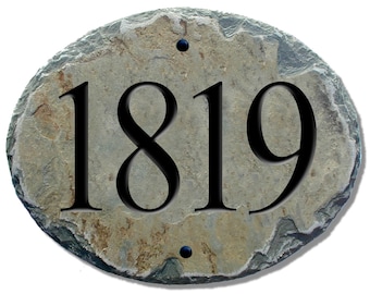 HOME ADDRESS Numbers Slate Oval Plaque / House / Marker Sign Carved #E-2s