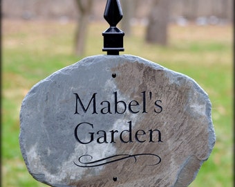 Carved Garden Plaque w/ Lawn Stake /Cottage Sign /stone marker House Cabin Name sign