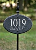 SLATE ADDRESS MARKER Sign ( Carved Numbers ) with Lawn / Yard Stake Plaque arrow 