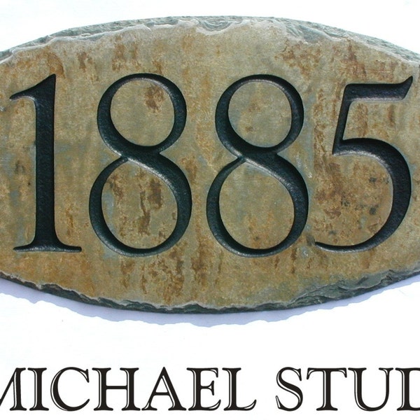 CARVED SLATE Address Plaque /Sign / Stone / Marker / House / Number  / Condo / 5.5" x 12"