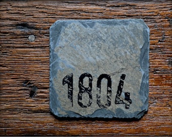 Reclaimed Slate Coasters/ Hand-stamped Circa 1804 /Vintage / Drink set / Christmas Gift #E-1804